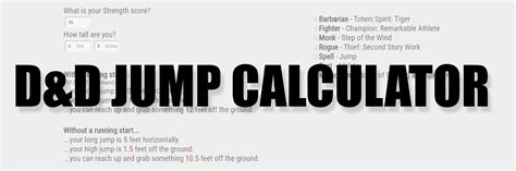 dnd 5e jump calculator|D&D 5th Edition Jump Calculator .